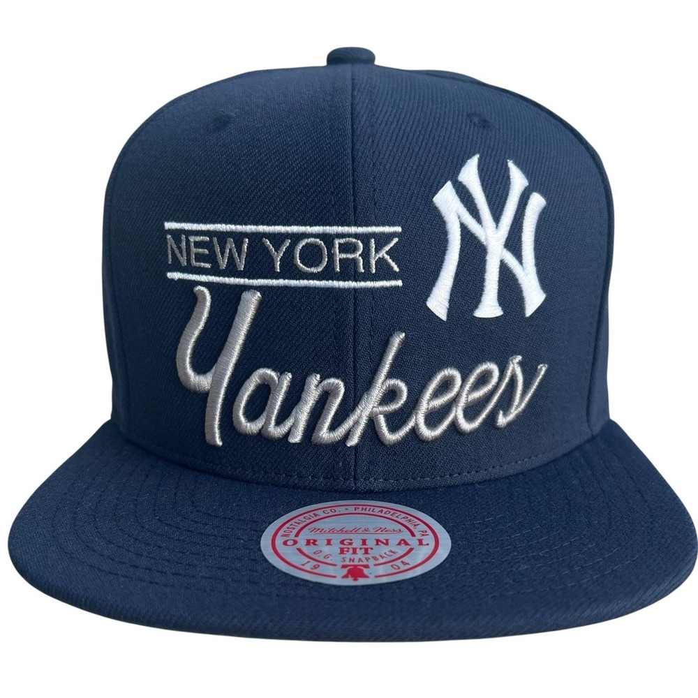 New York Yankees Mitchell & Ness Blue Snapback Script Logo Retro Lockup Cap/Hat